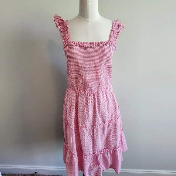 Jcrew factory size xs Striped smocked tiered mini dress - Picture 4 of 5